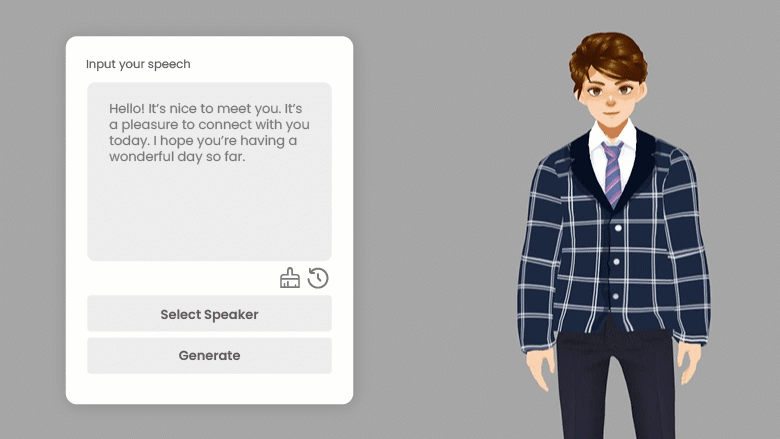 character speak with automatic lipsync after applying text-to-speech feature
