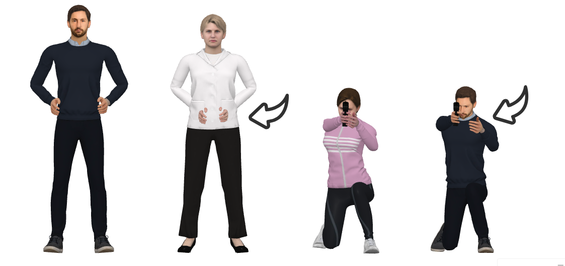 Image showing that similar pose may looks different for different characters