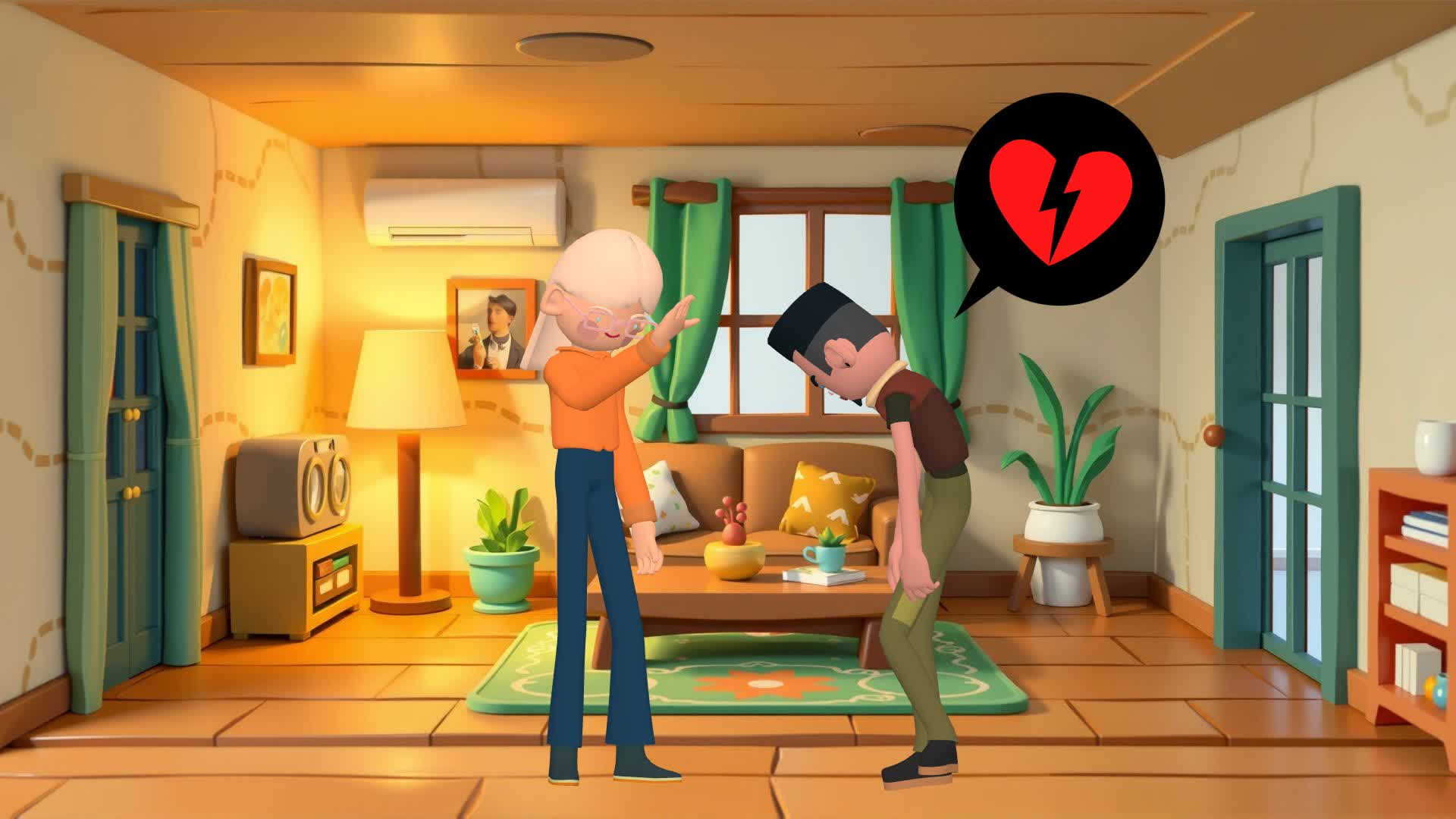 Example of scene created with clay style scene background.