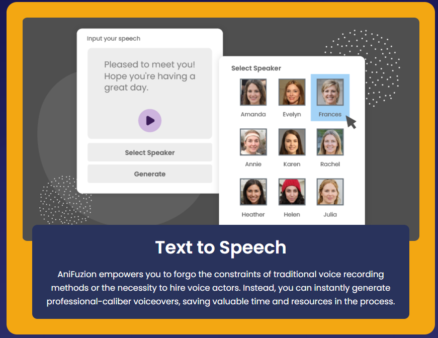 text-to-speech feature allows you to add speech to your characters