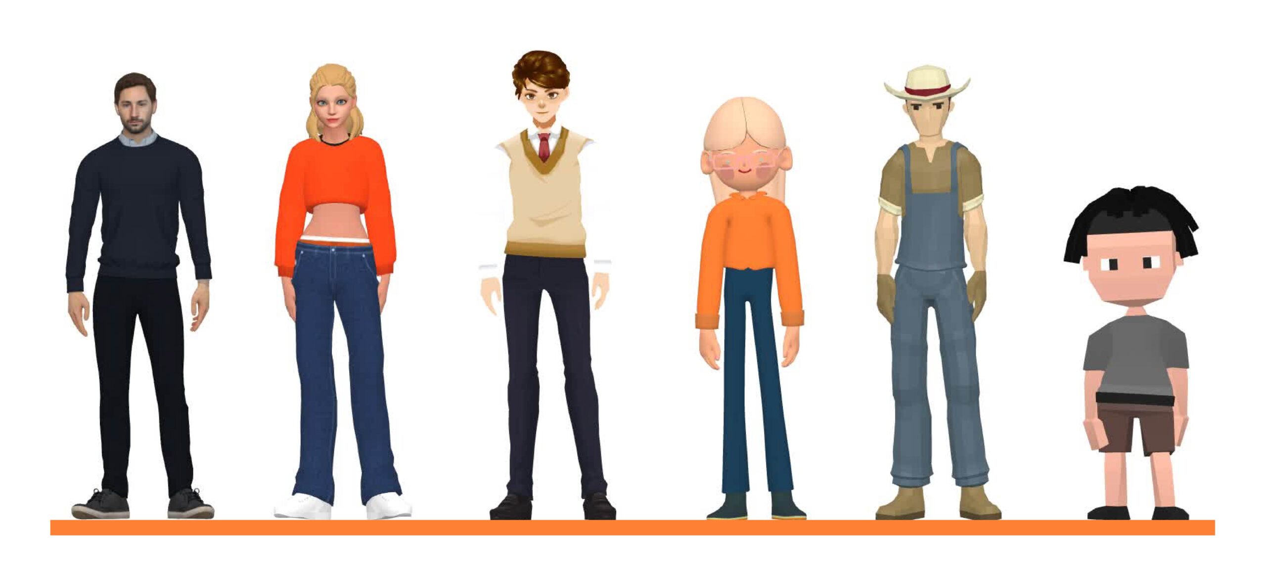 By default, characters are designed to stand horizontally, as if on a flat surface.