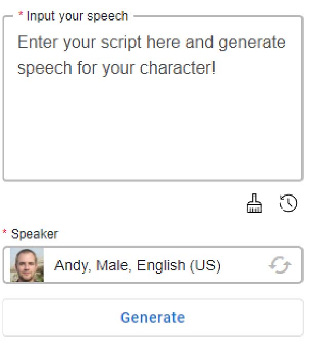 Text-to-speech feature in the animation tool