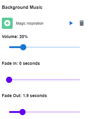 Options when adding the background music.