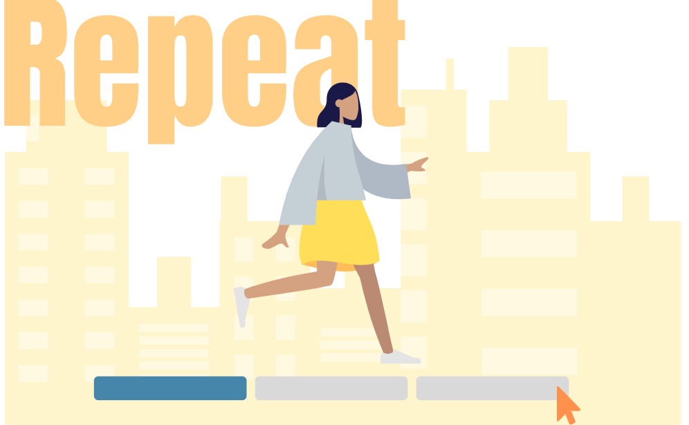Illustration presenting the idea of repeating action when editing.