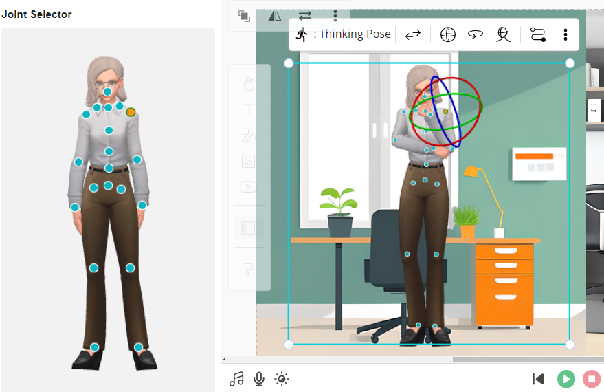 Select the joint and rotate the gizmo to customize the offset.