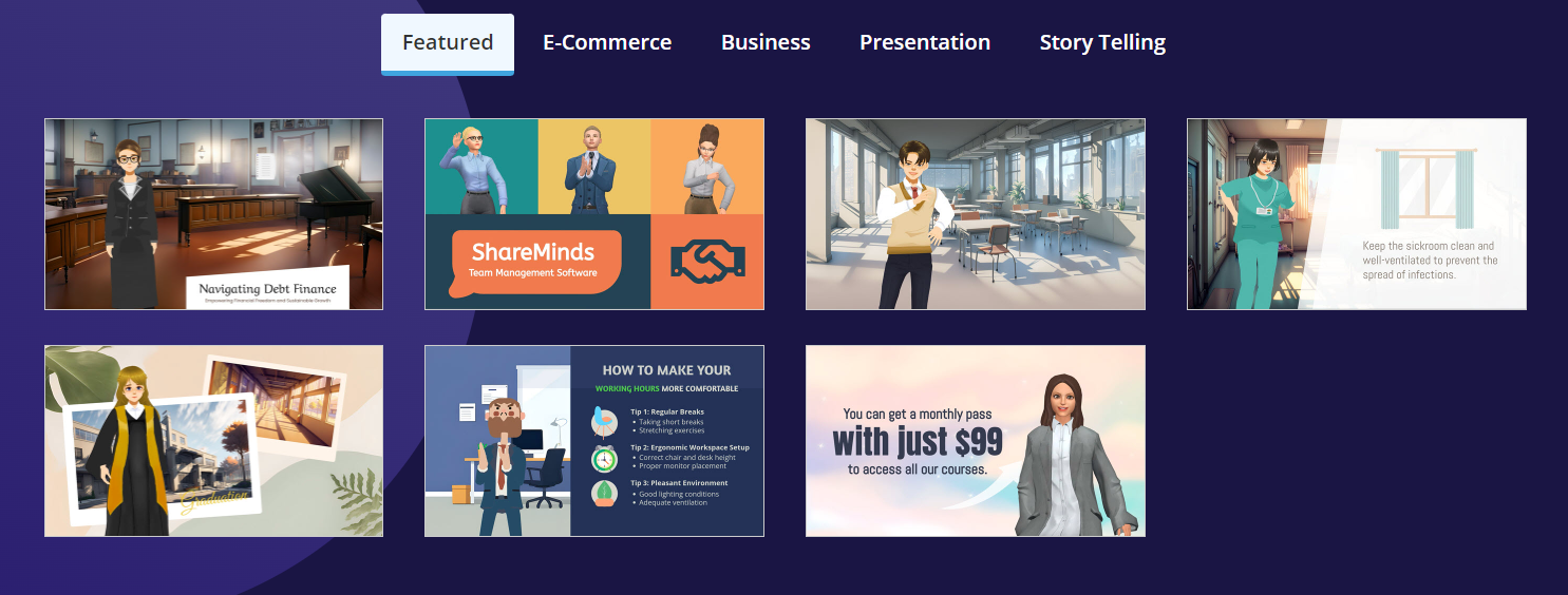 various templates are provided in the animation maker