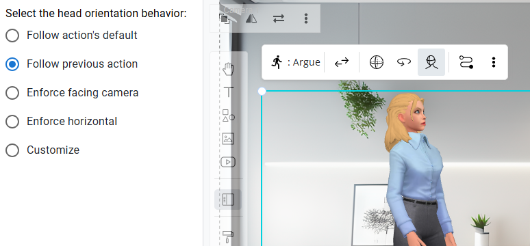 Customizing the head orientation of 3D characters.