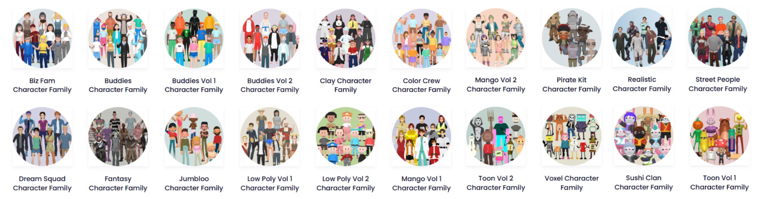Diverse 3D characters provided in VP Online