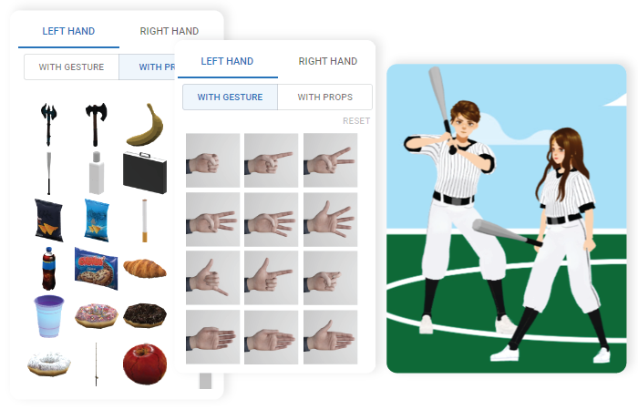 illustration about changing hand gesture and hand props