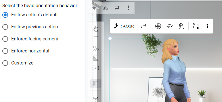 Customizing the head orientation of 3D characters.