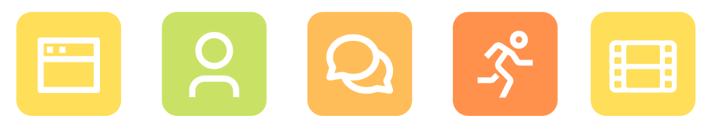 Icons showing the relation between the animation making and social media