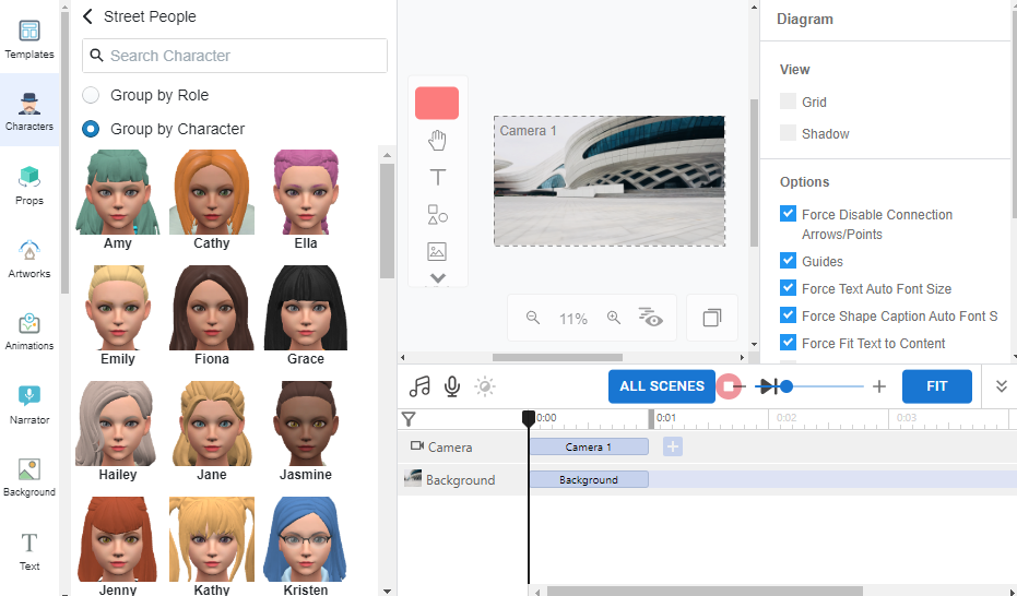 User-friendly interface in the animation maker