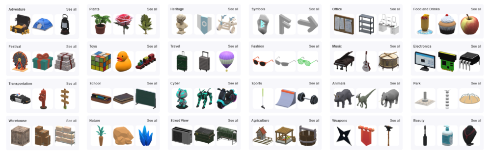 3D props are provided in the library for you to improve your animation.