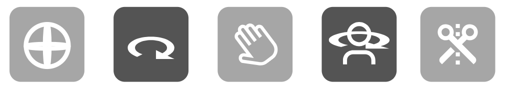 Icons listing the character editing features in VP Online