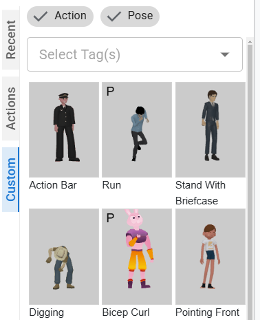 Store the customized actions in the Custom library so that we can easily reuse them!