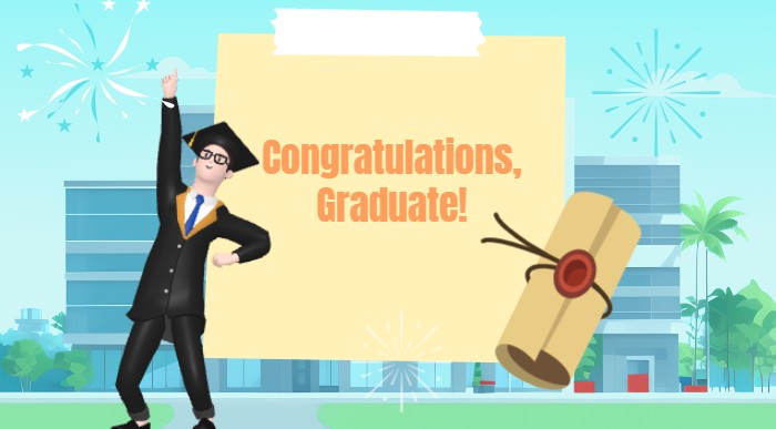 A screenshot of an animation template celebrating graduation of students