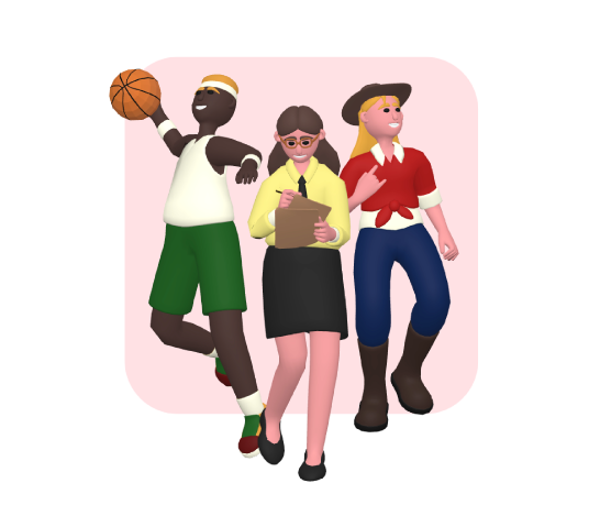 Characters in different Diverse Ethnicities