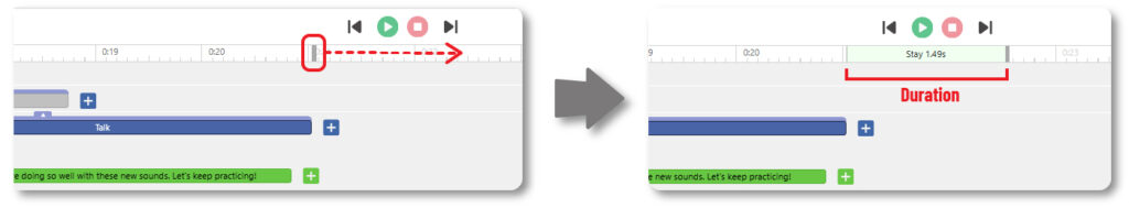 Adding duration to the scene in order to better control the timing of the scene.