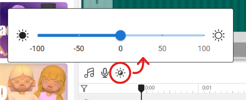 Editing brightness of the characters in the animation.