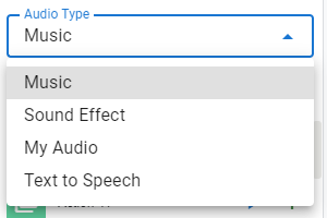 screenshot showing which kind of sound can be added to the animation