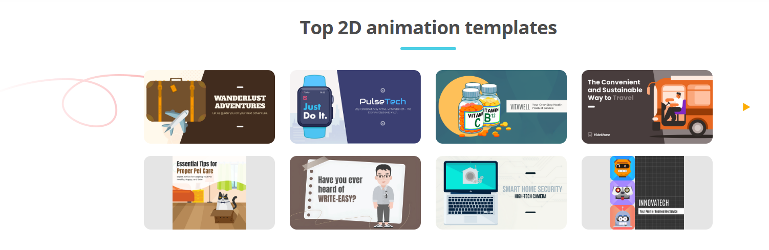2D animation templates in different styles
