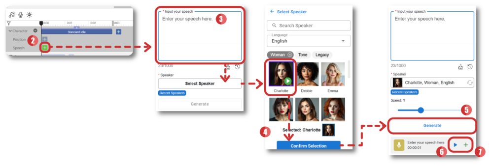 Steps adding text-to-speech to 3D characters.