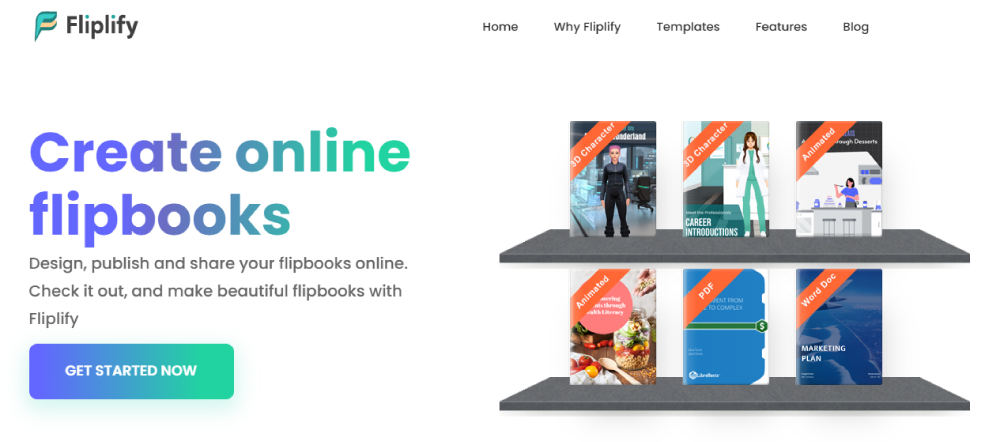 Homepage of Fliplify, professional flipbook maker.