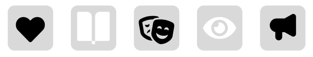 Icons showing 5 reasons to add a character to your video