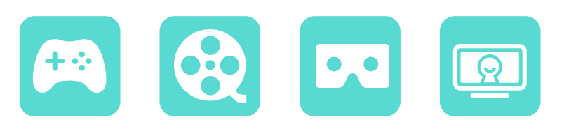 Icons representing current uses of 3D technology