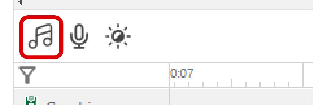 Add background music button on the timeline.
