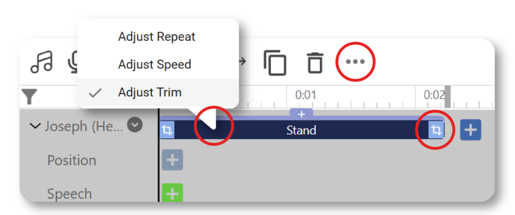 Image showing the steps to trim the action.