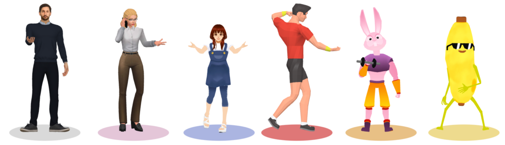 Different character families are provided in VP Online animation maker.