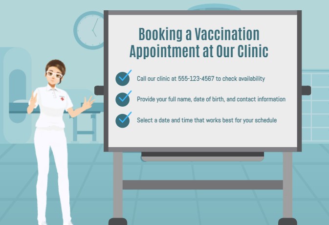 A screenshot of an animation template showing vaccination appointment promotion
