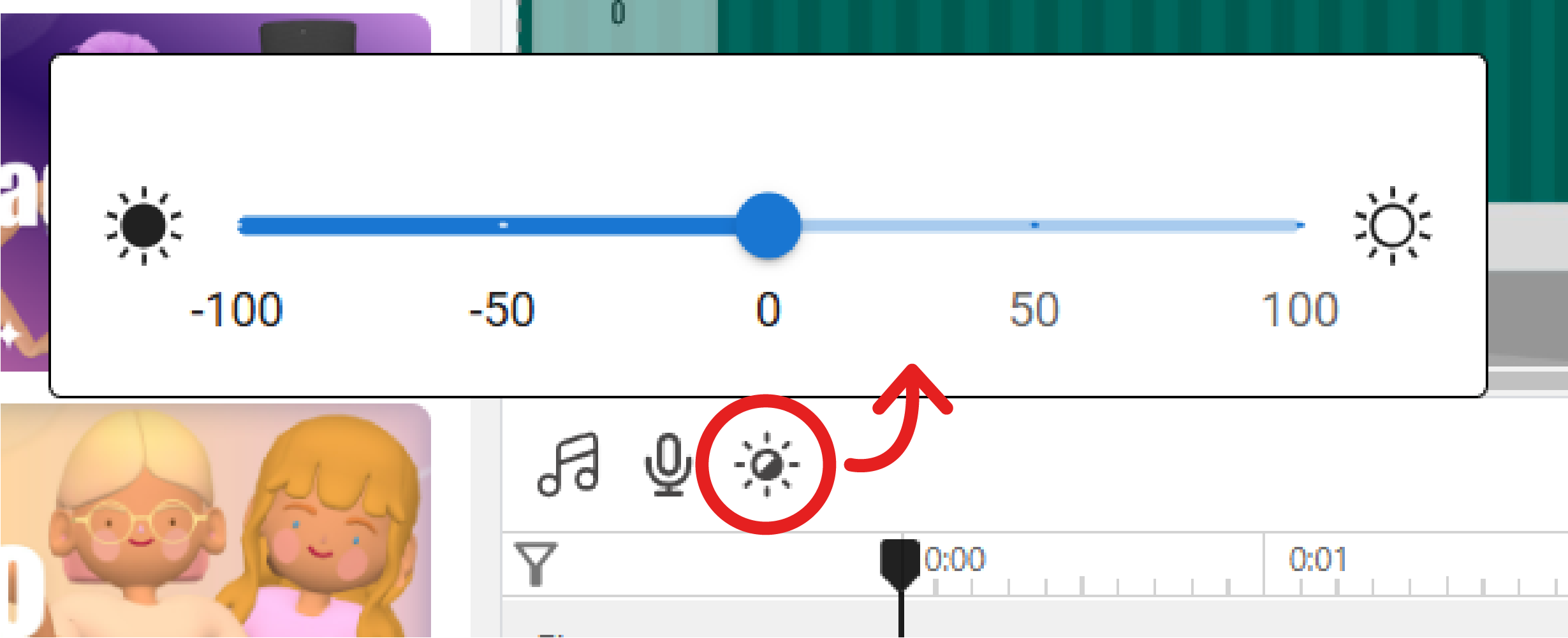 Setting brightness of characters in the editor.