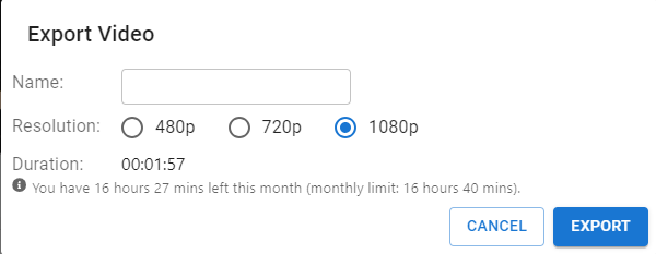 Setting when exporting the animation to mp4