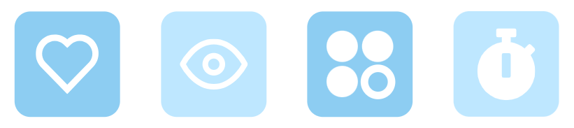 Icons about tips to choosing a suitable scene transition for your animation.