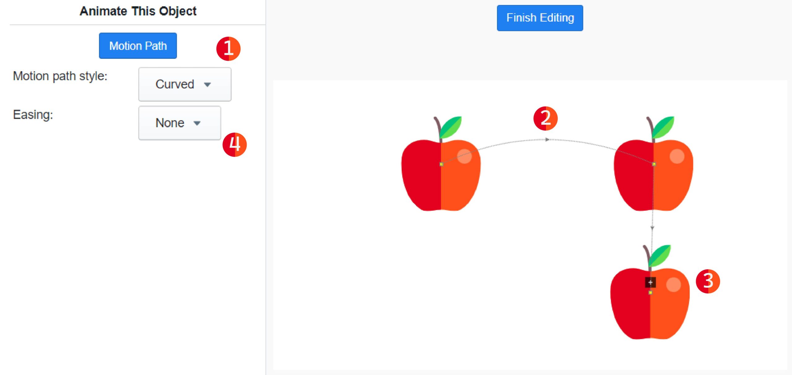 Different setting are provided to customize the motion path.
