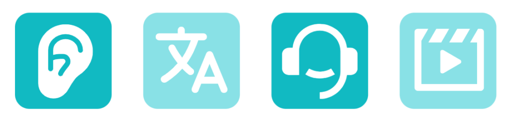 Icons representing common uses and benefits of Text-to-Speech