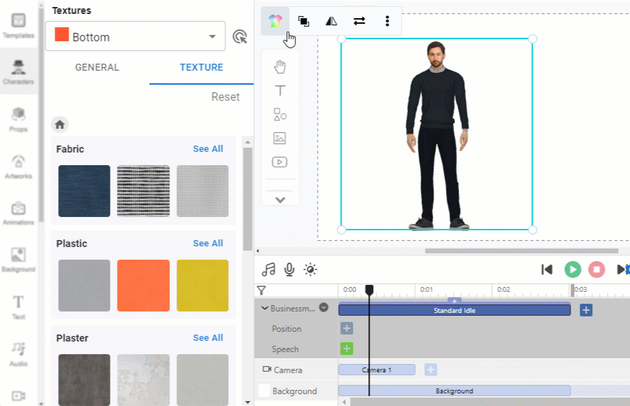 various clothes' texture are provided for character customization