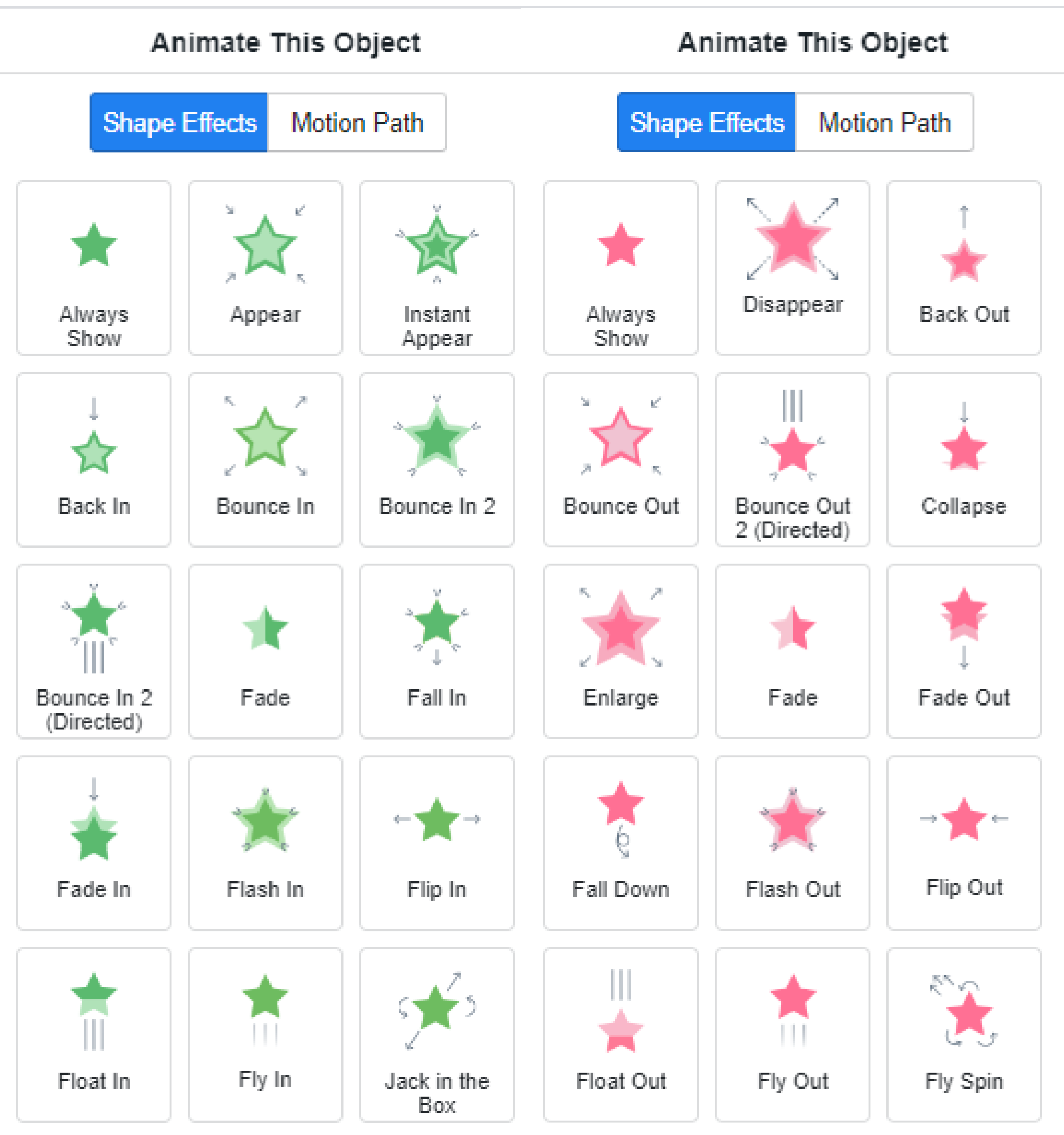Enter and exit animation can be added to the 3D props.