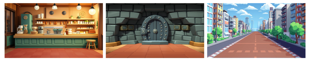 Plenty of scene backgrounds are provided in VP Online.