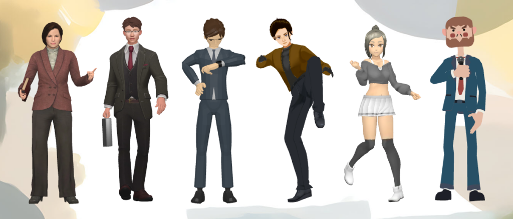 Different animated characters are provided in Visual Paradigm Online